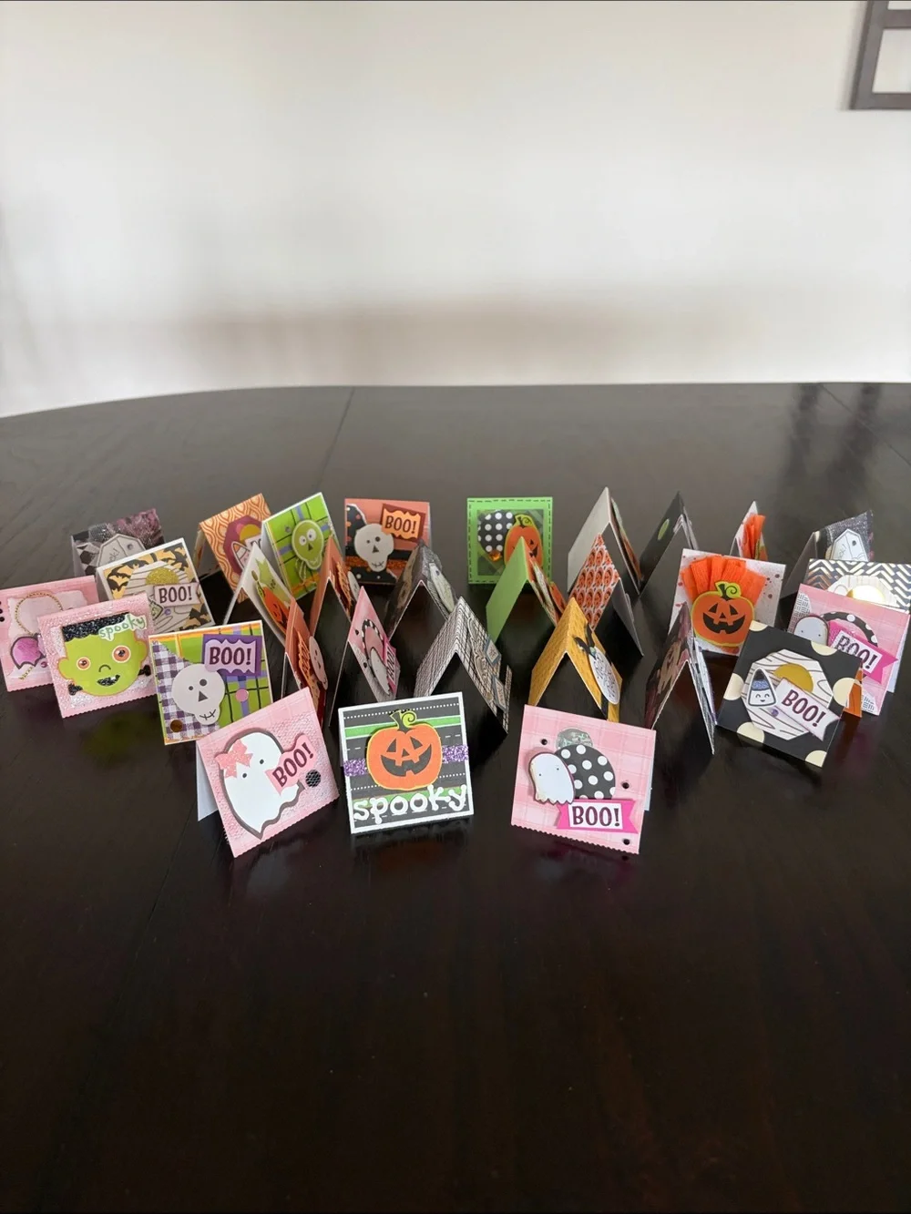 New Handmade Halloween Mini Foldable Surprise Cards - Set of 30, Colorful 2 x 2